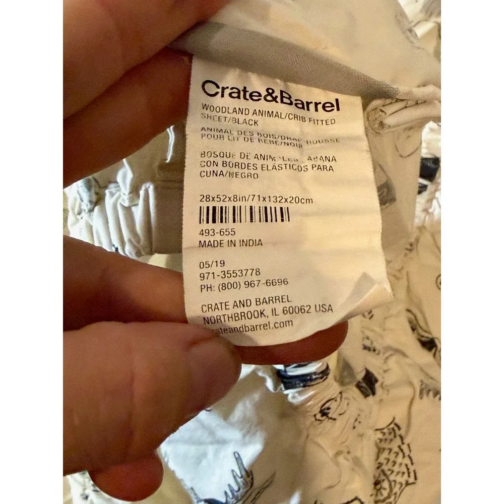 Lot of 2 Crate & Barrel Kids Organic Cotton‎ Crib Sheets Woodland Animal Forest